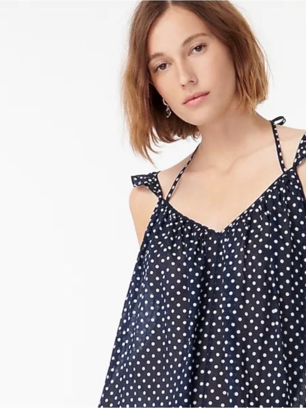 J. Crew Beachwear Midi Navy Polka Dot Cover Up Dress S/M - Picture 2 of 8
